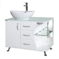 Тумба с раковиной Bellezza Рио 90 L черно-белая